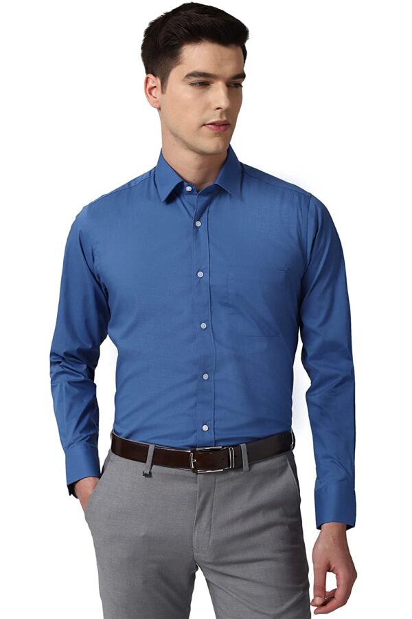 Blue Formal shirt with Grey pant